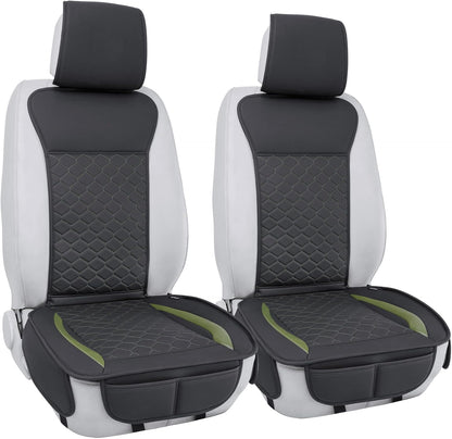 Elantrip 2PCs Front Car Seat Covers Leather Water Proof Seat Protector Universal fit for Most Cars SUVs and Trucks Black