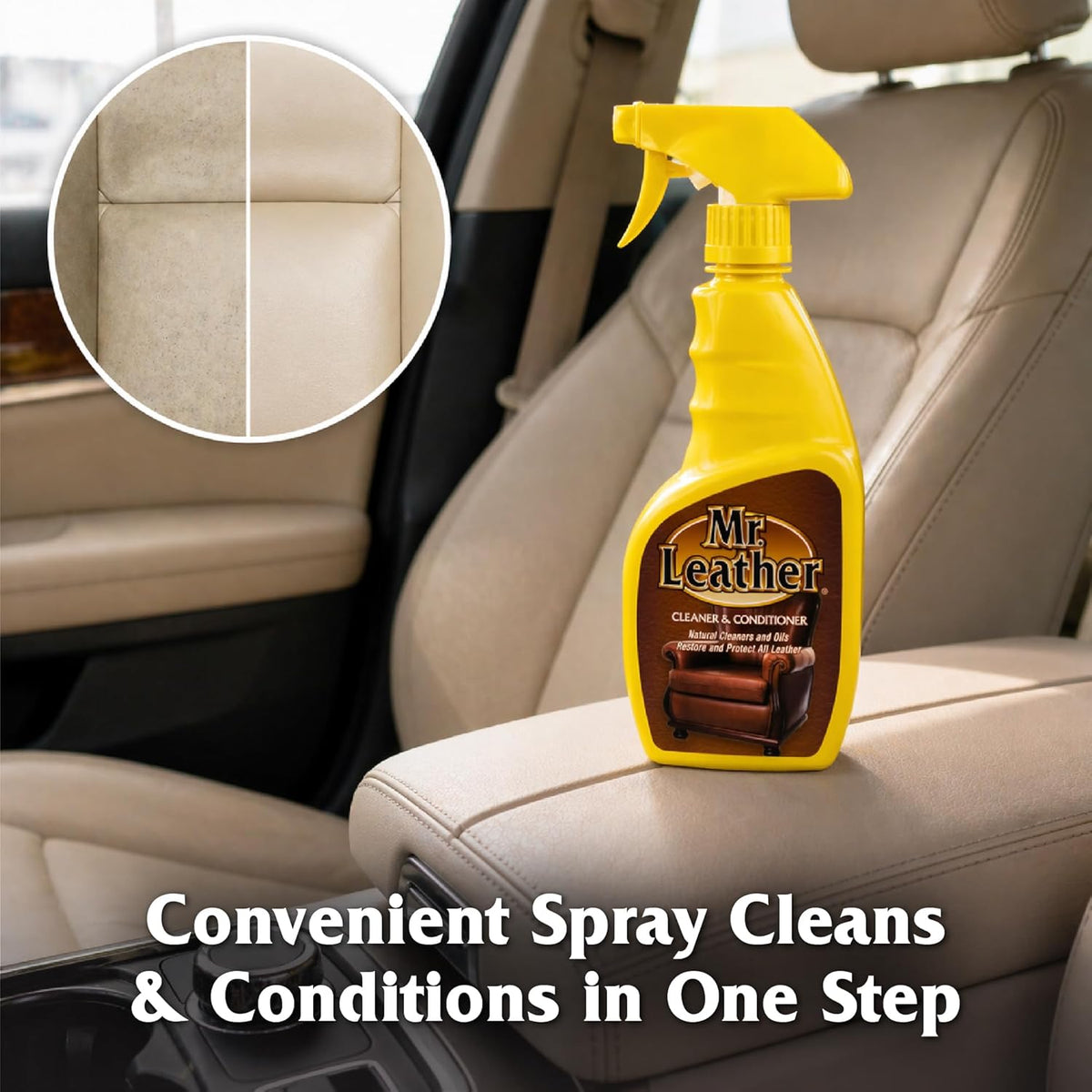 Cleaner and Conditioner - Safe for All Leather & Vinyl - Hydrate and Shine with Water-Repellent Protection for Couches, Car Interior, Shoes, and Bags (16 oz)