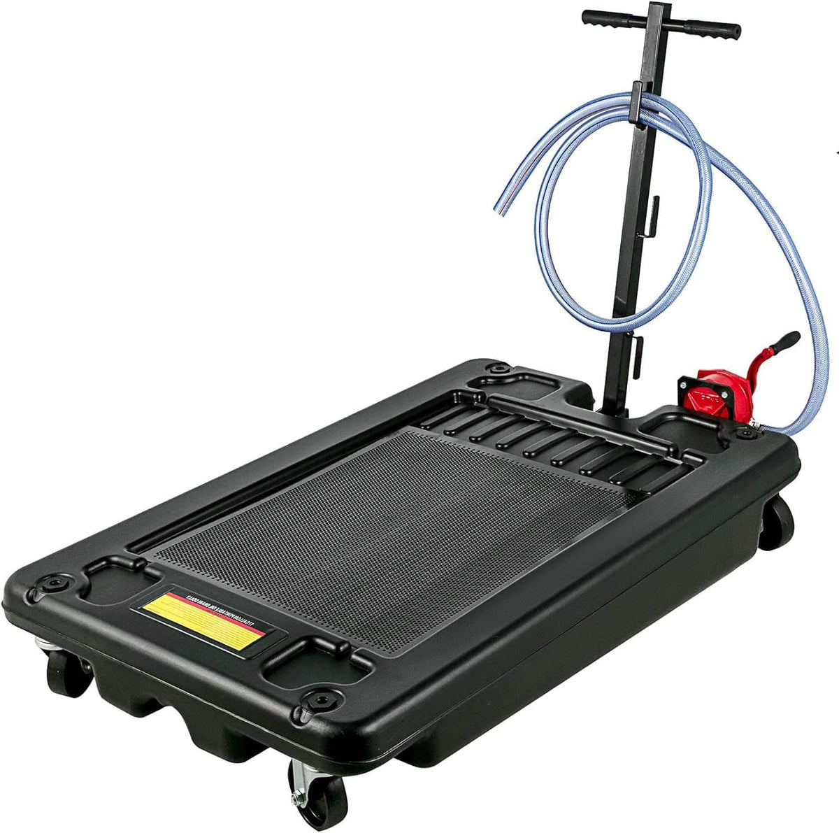 VEVOR Low Profile Oil Drain Pan, 17 Gal Capacity, Rolling Oil Drain Pan with 110V High-Flow Electric Pump, 7.2 ft Hose & T Folding Handle, Leak-proof & Corrosion-resistant, Fit for Trucks, ATVs, Black