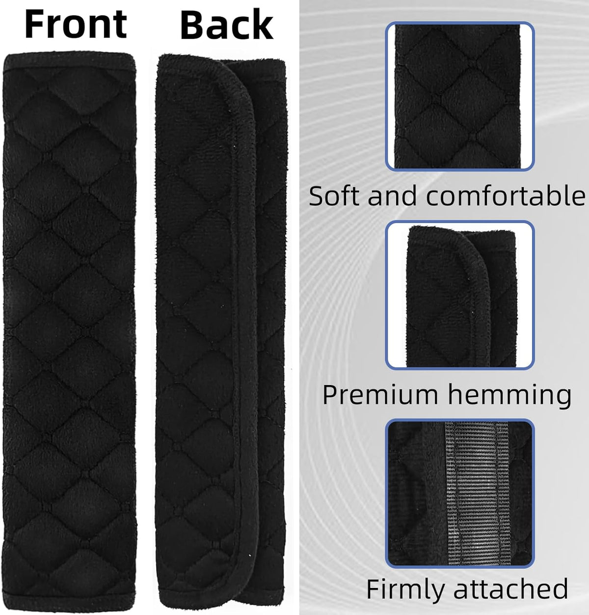2Pcs Car Seat Belt Padding10.6In (27cm) Car Seat Belt Shoulder Strap Cover Car Accessories Interior,Soft Shoulder Strap Covers Seat Belt Protector Make Neck and Shoulders More Comfortable(Black)