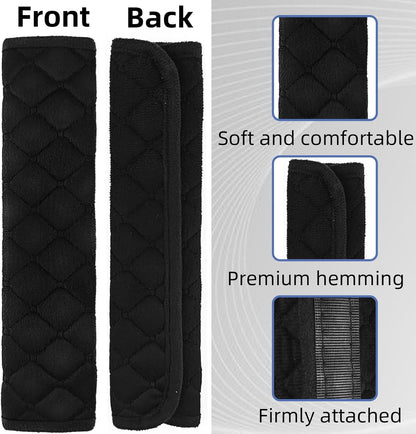 2Pcs Car Seat Belt Padding10.6In (27cm) Car Seat Belt Shoulder Strap Cover Car Accessories Interior,Soft Shoulder Strap Covers Seat Belt Protector Make Neck and Shoulders More Comfortable(Black)
