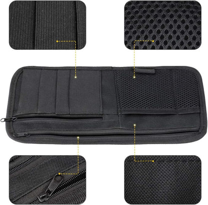 LIVANS Car Sun Visor Organizer, Vehicle Visor Storage Pouch, Auto CD and Glasses Holder, Interior Car Accessories for Credit Card and Registration Document, Fits Most Cars, SUVs, Jeeps, Trucks