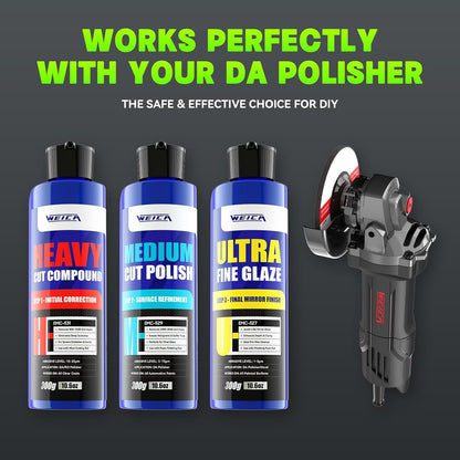 3-Step Rubbing Polish Kit 32oz - Heavy Cut Rubbing, Medium Polish & Ultra Fine Glaze - Scratch & Swirl Remover - Safe All Car Paint - by WEICA