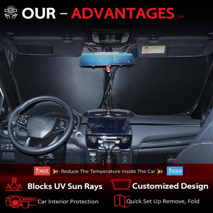 KAYZT Windshield Sun Shade for 2019-2025 2026 Chevy Silverado 1500 /GMC Sierra 1500 2500HD 3500HD Foldable Sunshade Front Window Custom Fit Car Accessories - Colors B