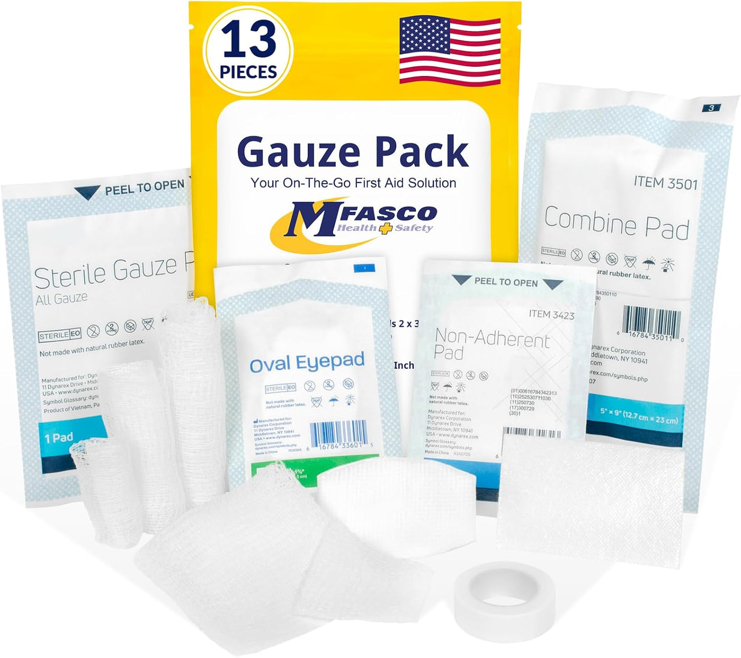 MFASCO - 7 in 1 - Travel Size Medicine Kit - TSA Approved | 28 First Aid Emergency OTC Medicine Packets for Cruise & International Travel | Compact Med Refill for Traveling & Office Assembled in USA