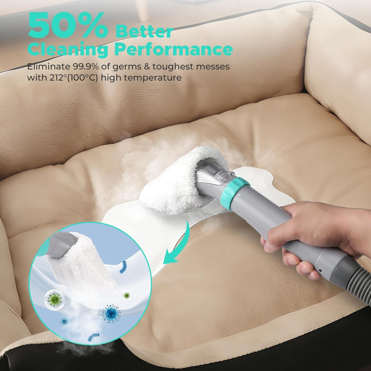 HAUSHOF 3-in-1 Steam Portable Carpet and Upholstery Cleaner Machine, Instant Heating Portable Carpet Cleaner with Steam & HotWater & Cold Water System, Steam Vacuum Cleaner for Cars, Furniture, Couch