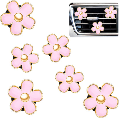 Frienda 6 Pcs Daisy Flower Air Vent Clip Accessories Air Conditioning Outlet Clip Car Air Freshener Dashboard Accessories Charm Car Inter Decor(3 cm, 3.3 cm,White)