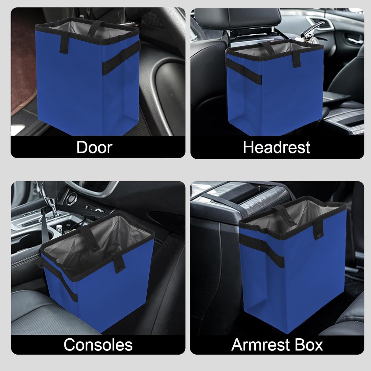 Homelove Car Trash Can, Leak-Proof Waterproof Trash Bin Collapsible Portable Auto Garbage Bag Large Capacity Trashcan Storage Bag Multipurpose Car Organizer Hanging (Black)