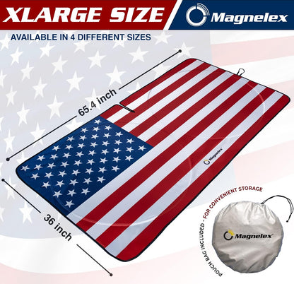 American Flag Windshield Sun Shade, High-Resolution Car Shield with Mirror Cut-Out for Automotive Interior Protection Heat Reduction, Folding Sunshade Storage Bag - Medium, Original