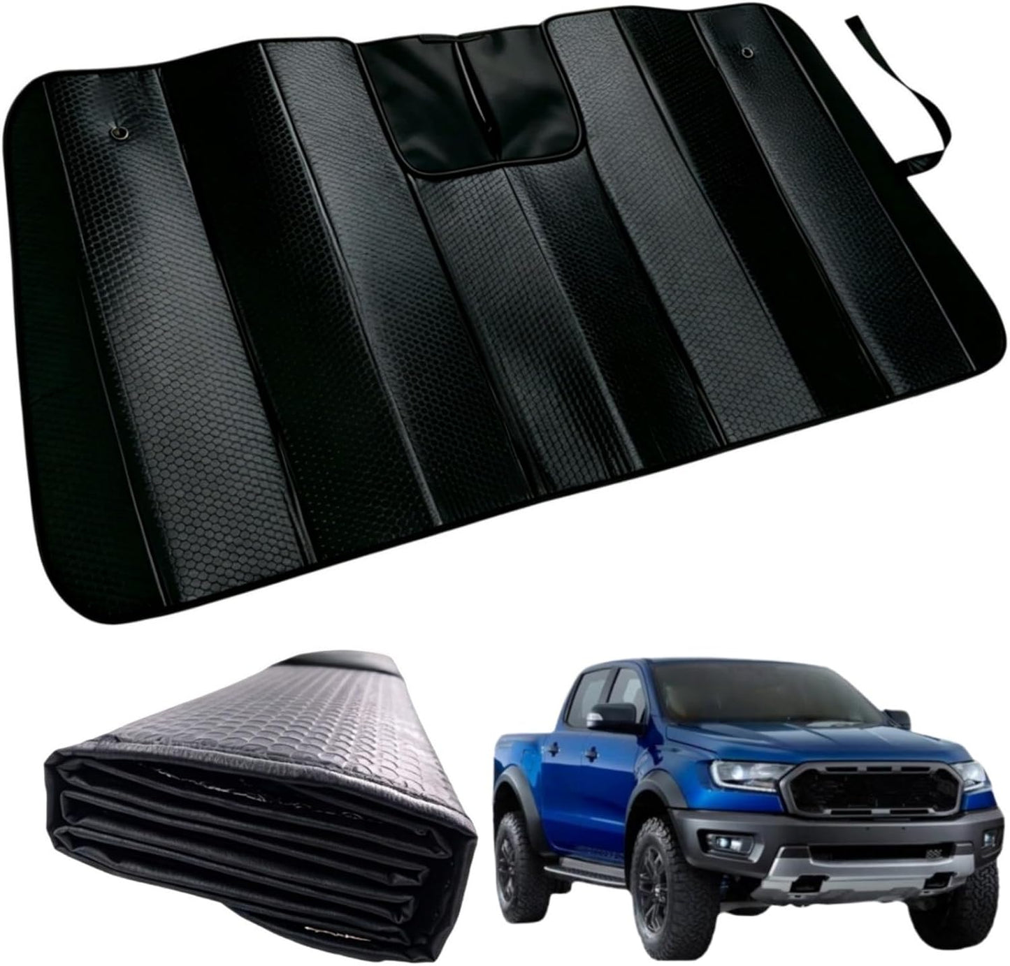GWUSKDT Car Sun Shade, Sun Protector,Foldable Front Window Shade-Thicken 5-Layer Bubble for Auto Windshield UV Protection and Heat Reflector 58"x 27.5" (Blue)