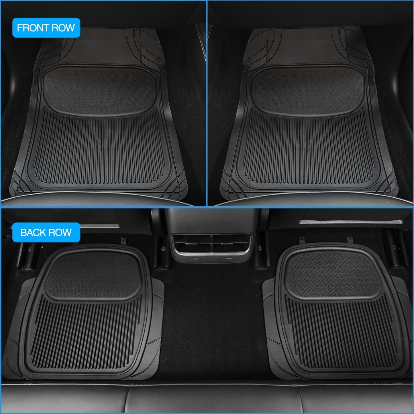 Nilight Rubber Cargo Mats for Cars Trucks SUVs,Universal Trim to fit for Most Vehicles,All Weather Protection Heavy Duty Cargo Liners