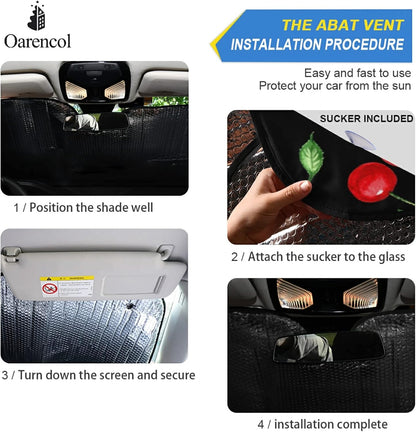 Black Leopard Car Windshield Sun Shade Animal Skin Print Foldable UV Ray Sun Visor Protector Sunshade to Keep Your Vehicle Cool (51" x 27.6")