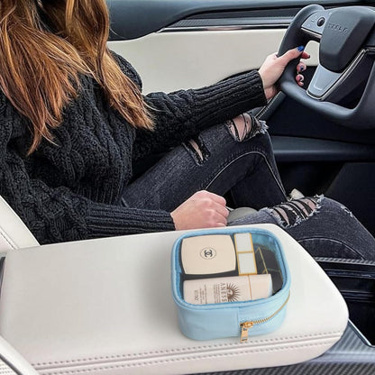 Small Clear Makeup Bag for Purse Small Cosmetic Bag Travel Size Toiletry Bags Cute Travel Makeup Bag,Coin Purse,Car Asscessories Organizer Storage Travel Essentials for Women Girls(Clear-Beige)