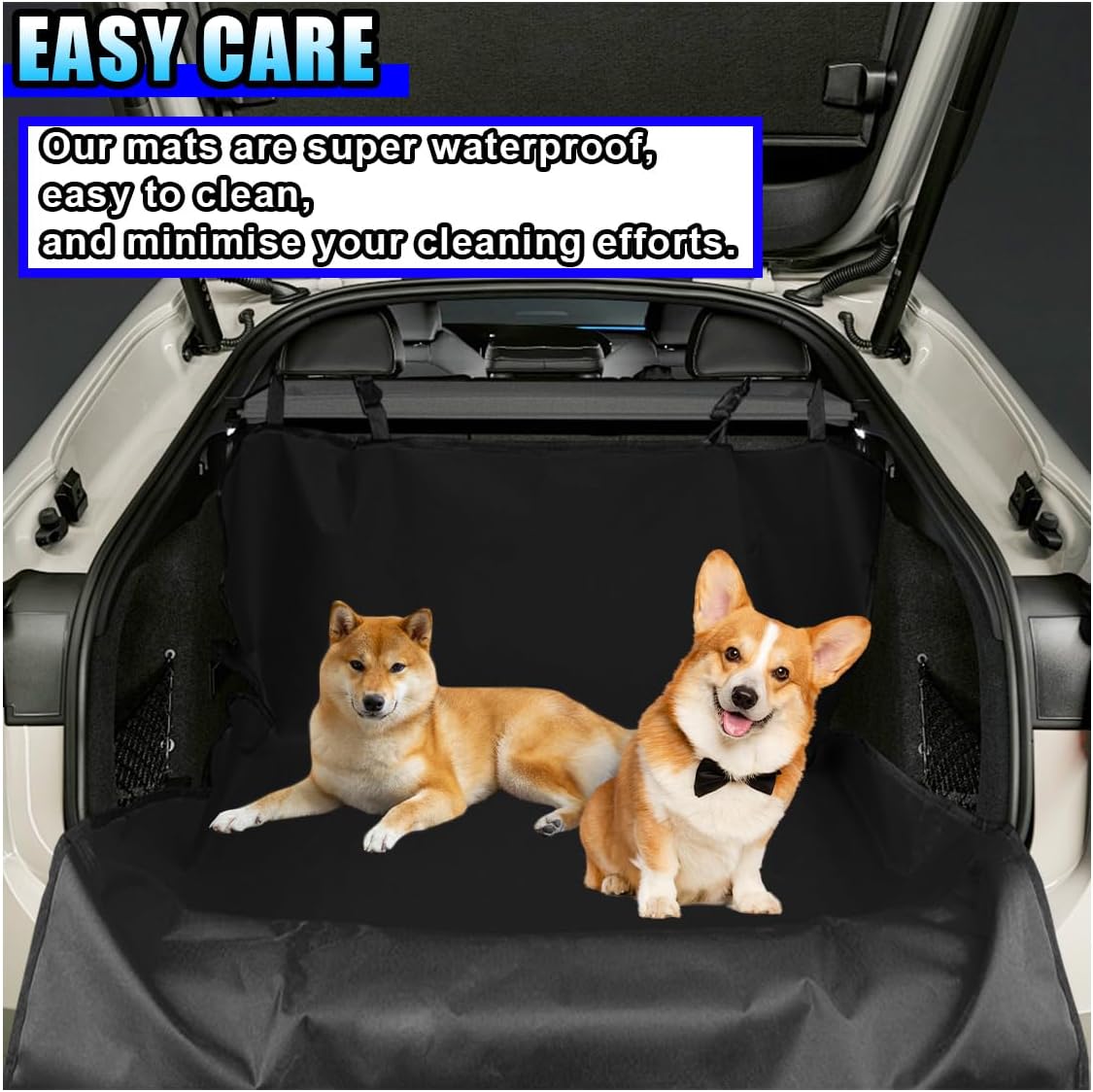 ZIMISI Car Cargo Liner for Dogs, Waterproof Non-Slip Dog Seat Mat, Anti-Scratch Rear Bumper Guard for Cars, Foldable Pet Cargo Cover, Universal Car Rear Trunk Accessories for Cars/SUVs/Trucks (Black)