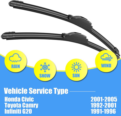 Gavimnal® 28"+17" Silicone Wiper Blades Replacement For Nissan Altima 2007-2015,Maxima 2009-2014,All-Season Front Windshield Wiper Blades(Set of 2)