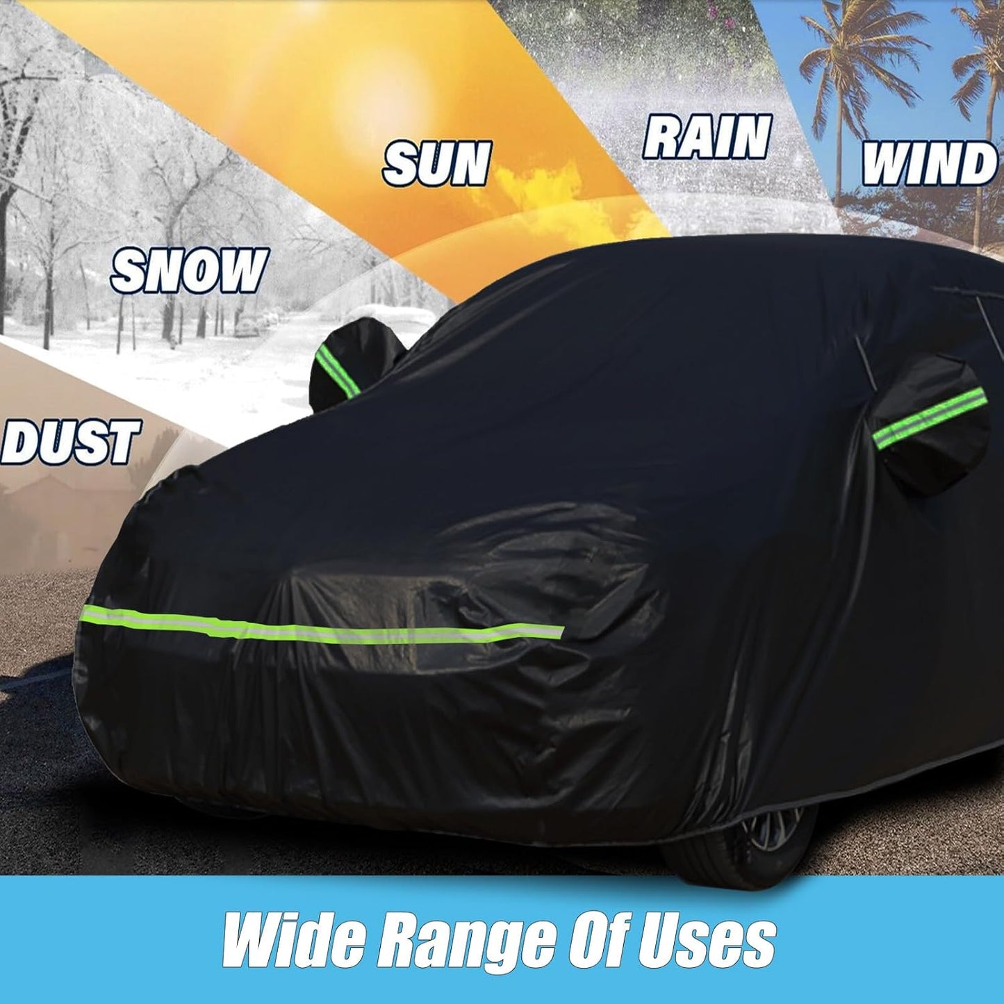 Waterproof Car Covers Fit for1960-1980 Volkswagen Beetle Bug Sedan 2-Door Saloon(Black) 210T Custom Heavy Duty Waterproof All Weather Protection Outdoor