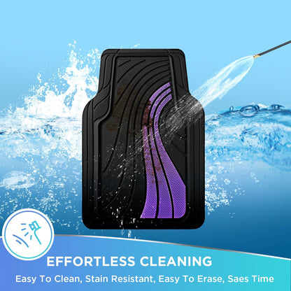 Road Comforts Car Floor Mats Full Set – Front & Rear Car Floor Mats with Aluminum Design, Anti-Slip Backing, All-Weather Protection, Trim-to-Fit Car Mats for Most Sedans, SUVs & Vans -All Pink