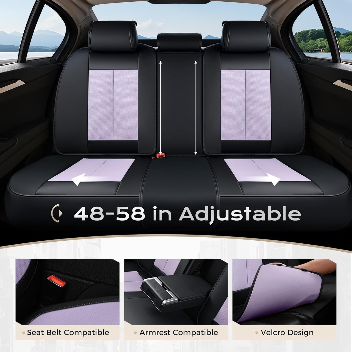 Coverado Seat Covers Full Set, Black Seat Covers for Cars 5 Seats, Car Seat Protector, Waterproof Nappa Leather Car Seat Cushion, Front and Rear Car Seat Cover Fit for Most Sedans SUV Pick-up Truck - Colors A