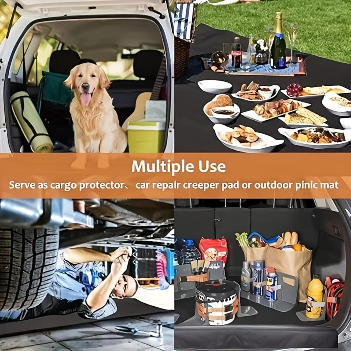 Universal Car Trunk Mat 29" x 39",Purple Colorful Flowers All Weather Trunk Protection Cargo Liner, Durable Cargo Mat Rear Trunk Liner,Stylish Vehicle Interior Accessories Suitable for Most Car Models