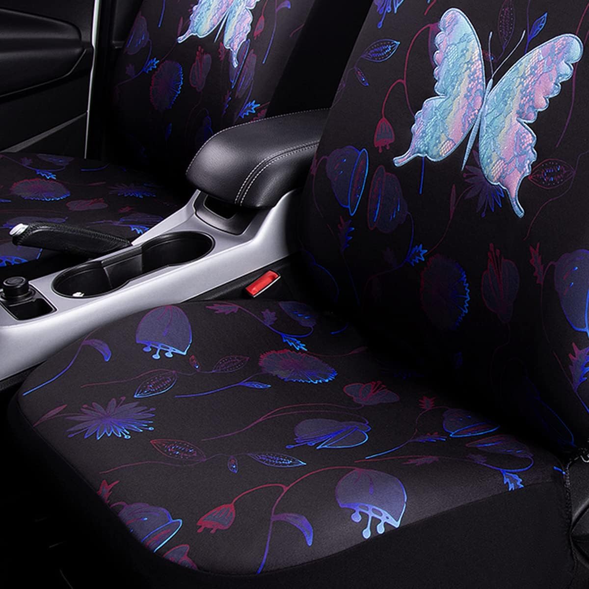 Flying Banner Butterfly car seat Covers ful Set Fashion Universal Lady Woman Female Rear Bench Split Colorized (Pink, 2 Fronts - Lace)