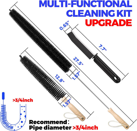 Holikme 3 Pcs Dryer Vent Cleaner Kit, 304 Stainless Steel Replacement Lint Brush for Clothes Dryer Vent Trap, Cleaning Brush & Flexible Crevice Tool