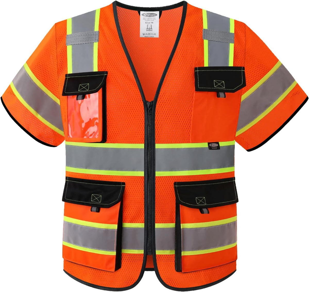 JKSafety Safety Vest for Men Women Hi Vis with Pockets and Cushioned Collar Construction Vest Meet ANSI Standard (BX360)