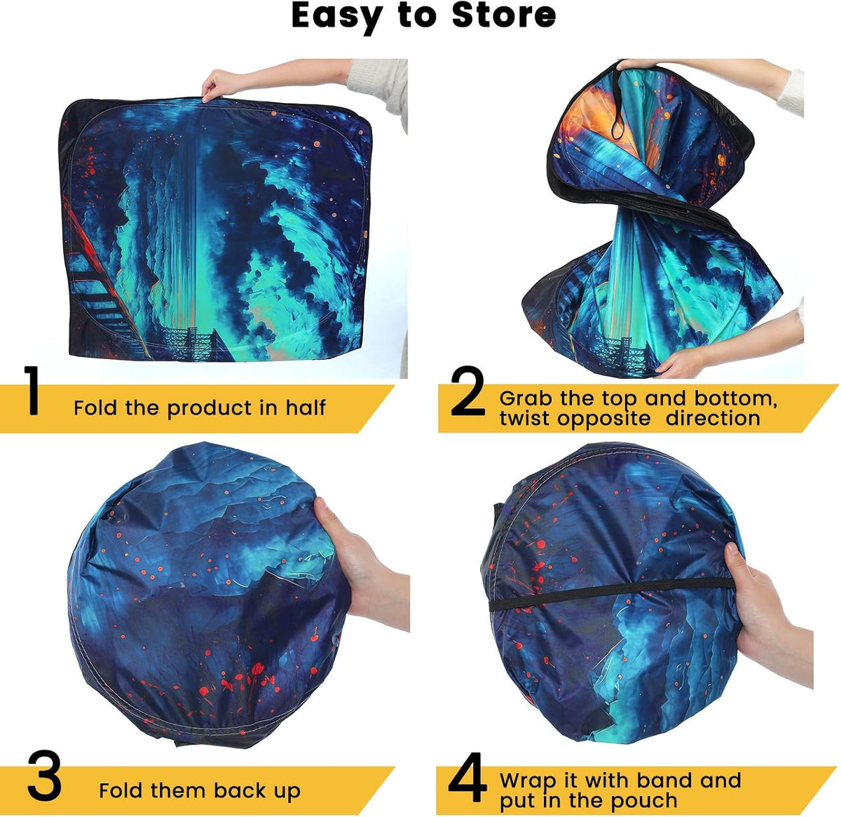 Iridescent Sun Shade for Car Windshield, Foldable Universal Car Windshield Upgrade Sunshade Enhanced UV Rays Reflective Sun Visor Shade Keeps Vehicle Cool