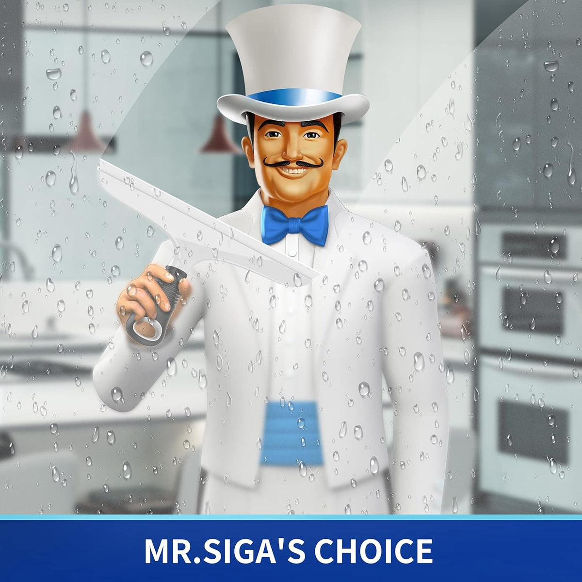 MR.SIGA Multi-Purpose Silicon Squeegee for Window, Glass, Shower Door, Car Windshield, Heavy Duty Window Scrubber, Includes Suction Hook, 10 inch, White & Gray, 1 Pack
