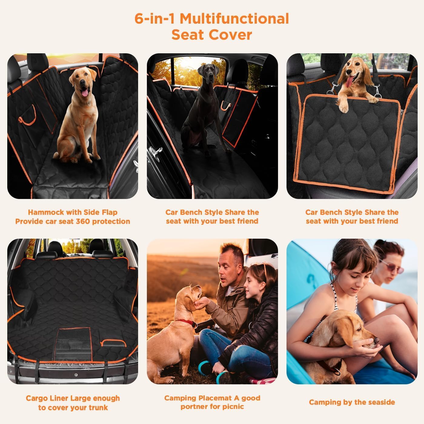 Shodu Waterproof Dog Car Seat Cover for Back Seat,Collapsible Scratchproof Dog Car Seats Covers,Nonslip Dogs Seat Cover with Mesh Window,Storage Pocket,Side Flaps,Universal Size Fit for Car/Truck/SUV