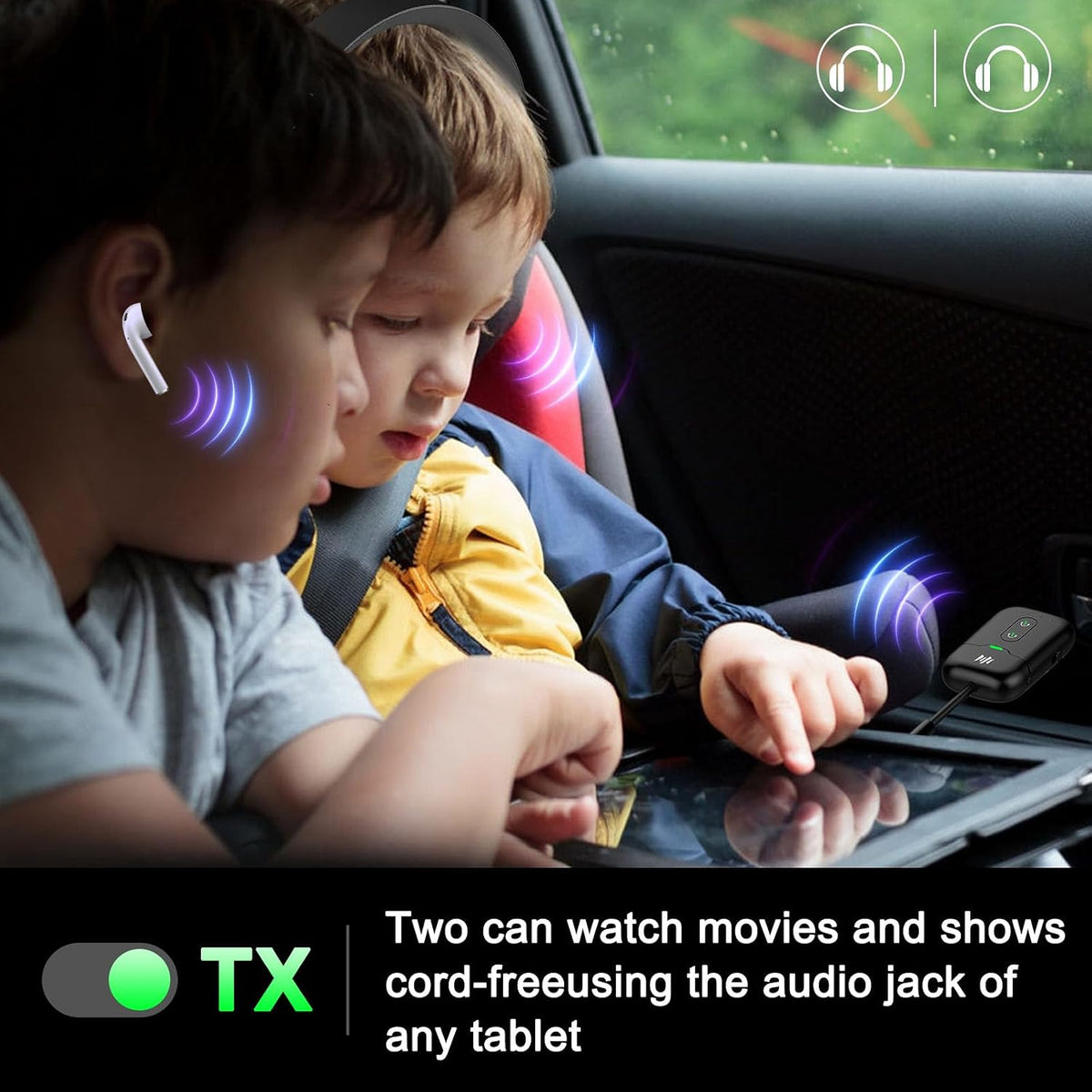 Premium Airplane Bluetooth 5.4 Transmitter Adapter,Supports 2 AirPods/Headphones 2-in-1 Bluetooth Transmitter Receiver with aptX Low Latency,Wireless Adapter for Flight,TV,Gym,Tablets Car Stereo