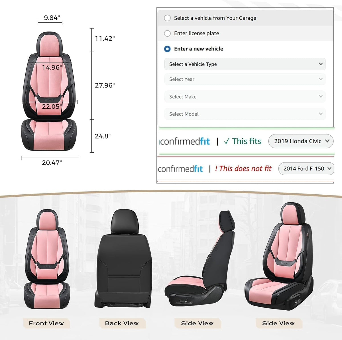 Coverado Car Seat Covers, Seat Covers Full Set, 5 Seats Automotive Seat Cover, Mesh Breathable Seat Protectors, Universal Fit for Most Cars