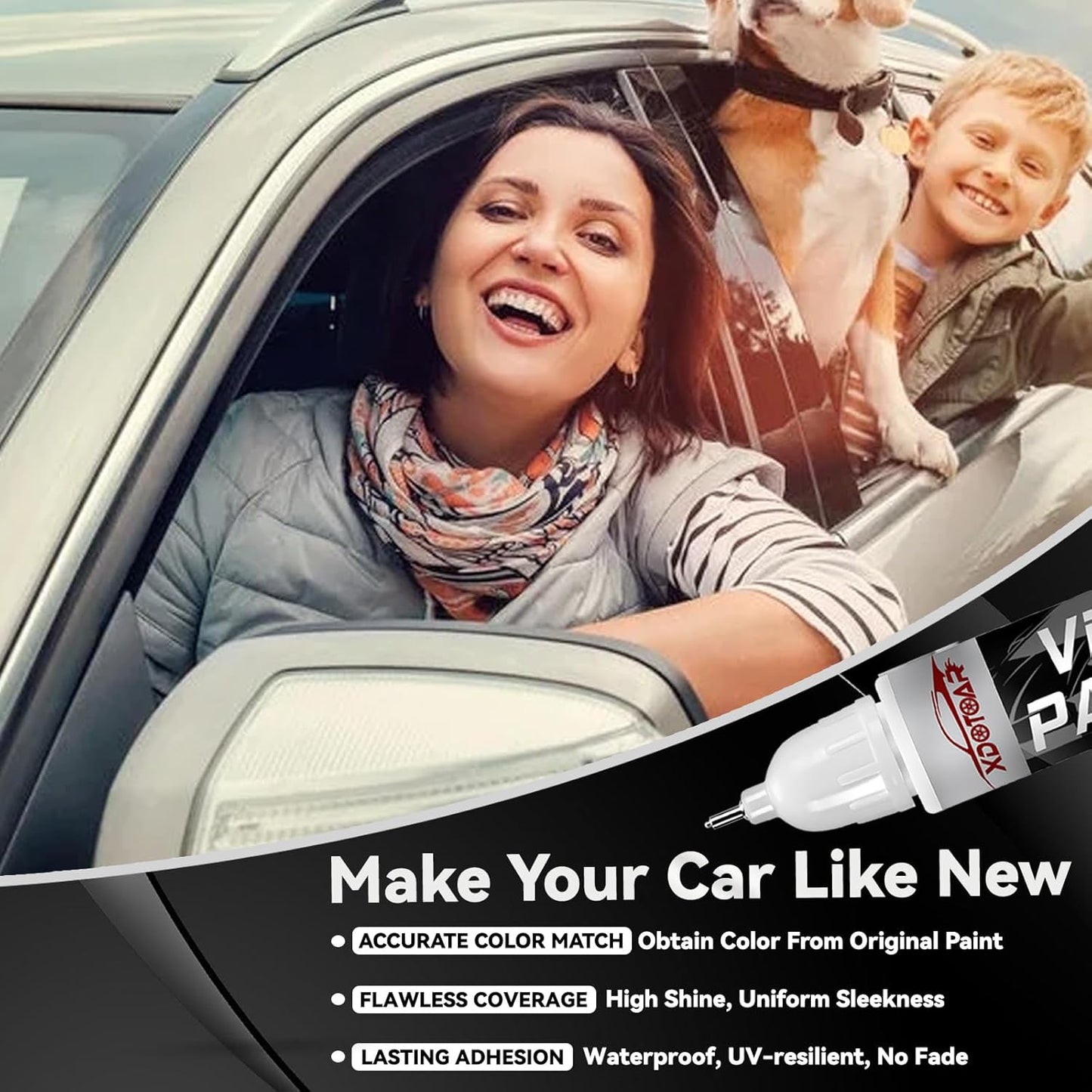 Black Touch Up Paint for Cars, Color Accurate Car Touch Up Paint, Professional Automotive Scratch Repair, Lasting Auto Scratch Remover, Quick Dry, Easy to Use, Safe and Waterproof, Versatile Use