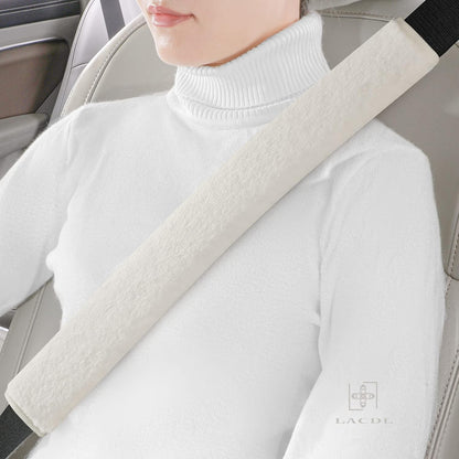 LACDL Extra Long Seatbelt Cover Super Soft Furry for Adults Kids Women & Men, Thick Plush Full Car Seat Belt Strap Cushion, Fluffy Shoulder Pad Protector, Auto Interior Accessories, 1pc, Black, 15.5in