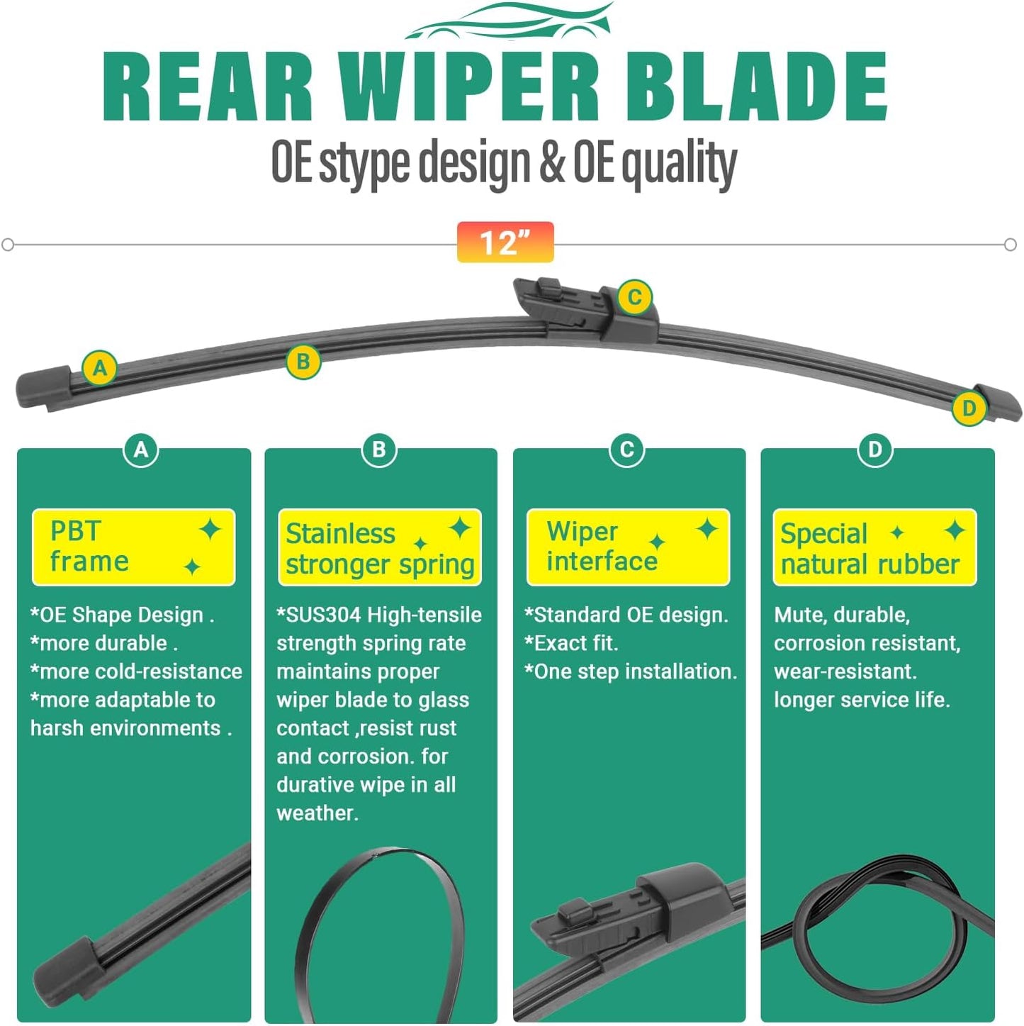 26" 16" 11" Windshield Wiper Blades Replacement for Chevrolet Chevy Trax 2024 2025 2026 Premium All Weather Front Rear Wipers Set - OEM Quality (Pack of 3) - Colors E