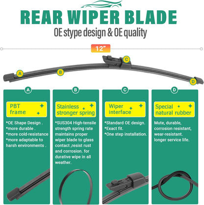 26" 16" 11" Windshield Wiper Blades Replacement for Chevrolet Chevy Trax 2024 2025 2026 Premium All Weather Front Rear Wipers Set - OEM Quality (Pack of 3) - Colors E