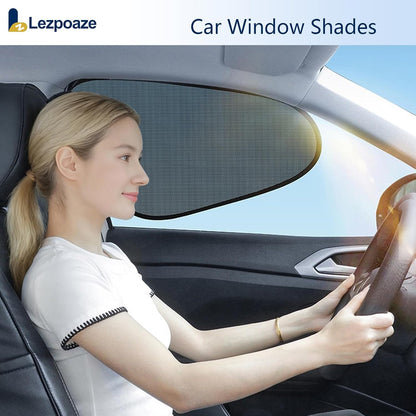 2-Pack Car Window Shades | Mesh Static adsorption Side Window Anti-UV Sunshade Curtain | Universal Fit 99% Vehicles | Foldable Car Shades