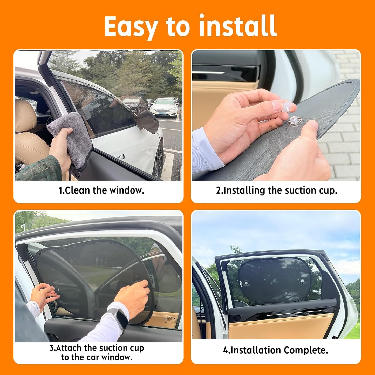 [2026 Upgraded] Car Shades for Side Windows 19"x12"(4 Pack),Sun Shade for Window with 8 Suction Cups,Car Window Shades Can Blocks 99.98% UVR,Window Shade for Baby