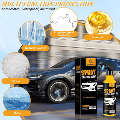 Car Coating Spray Kit, Nano Hydrophobic Ceramic Coating, Easy-to-Spray Auto Paint Protection, Includes Microfiber Cloth for Vehicle Shine & Protection300ml(1sponge+1towel)