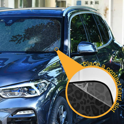 Black Leopard Car Windshield Sun Shade Animal Skin Print Foldable UV Ray Sun Visor Protector Sunshade to Keep Your Vehicle Cool (51" x 27.6")