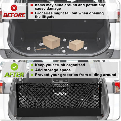Muslogy Truck Bed Cargo Net Trunk Netting Compatible with 2023-2025 2026 Honda CR-V Accessories, Pickup Cargo Organizer SUV Sedan Storage Net w/Heavy Duty Carabiners - Colors A