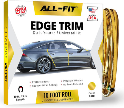 All-Fit Automotive Car Door Edge Protector – Universal DIY Edge Trim to Prevent Scratches & Dings – Flexible Adhesive Molding Trim for Cars, Trucks & SUVs (10 Ft - Black)