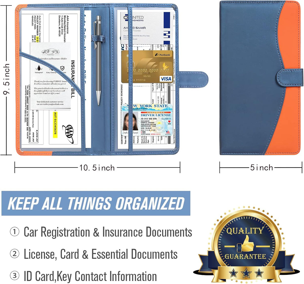 foryou Car Registration and Insurance Holder Car Document Holder Registration and Insurance Card Holder for Cards, Driver License & other Essential Documents(Purple Pink)