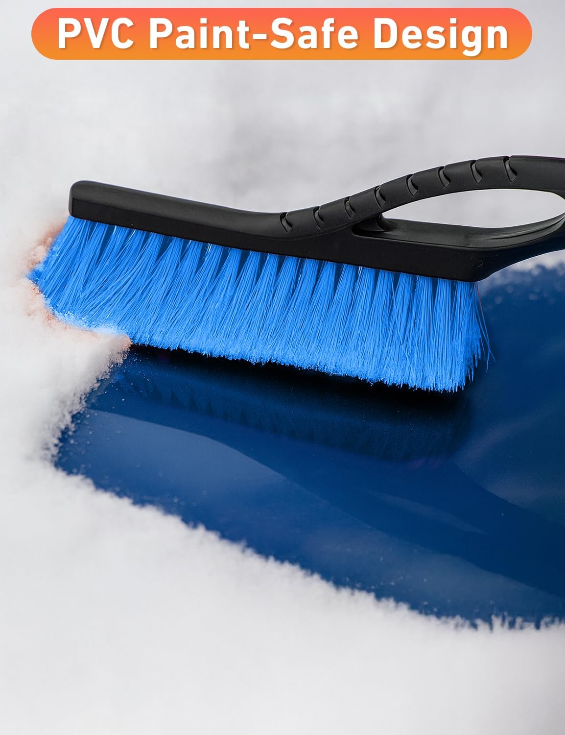EcoNour 27" Car Snow Brush and Ice Scrapers for Car Windshield (2 Pack) | Scratch Free Bristle Head Snow Brush & Tough Window Snow Scraper with Aluminium Body | Snow Removal Winter Car Accessories