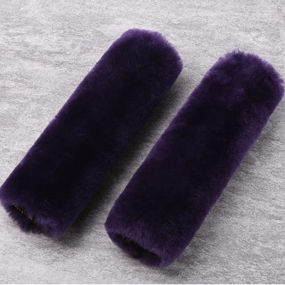 OGLAND Authentic Sheepskin Car Seat Belt Pad,2 Pack Soft Seat Belt Cover for Shoulder Pad Neck Cushion Protector Car Accessories by Genuine Natural Merino Wool (Misty Gray) - Colors B