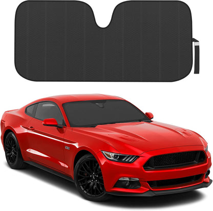 Motor Trend Windshield Sunshade for Car, Truck & SUV, Black - Folding Sun Shade for Front Window, Auto Sun Visor Heat Protection, UV Rays Blocker (58 x 24 Inch)