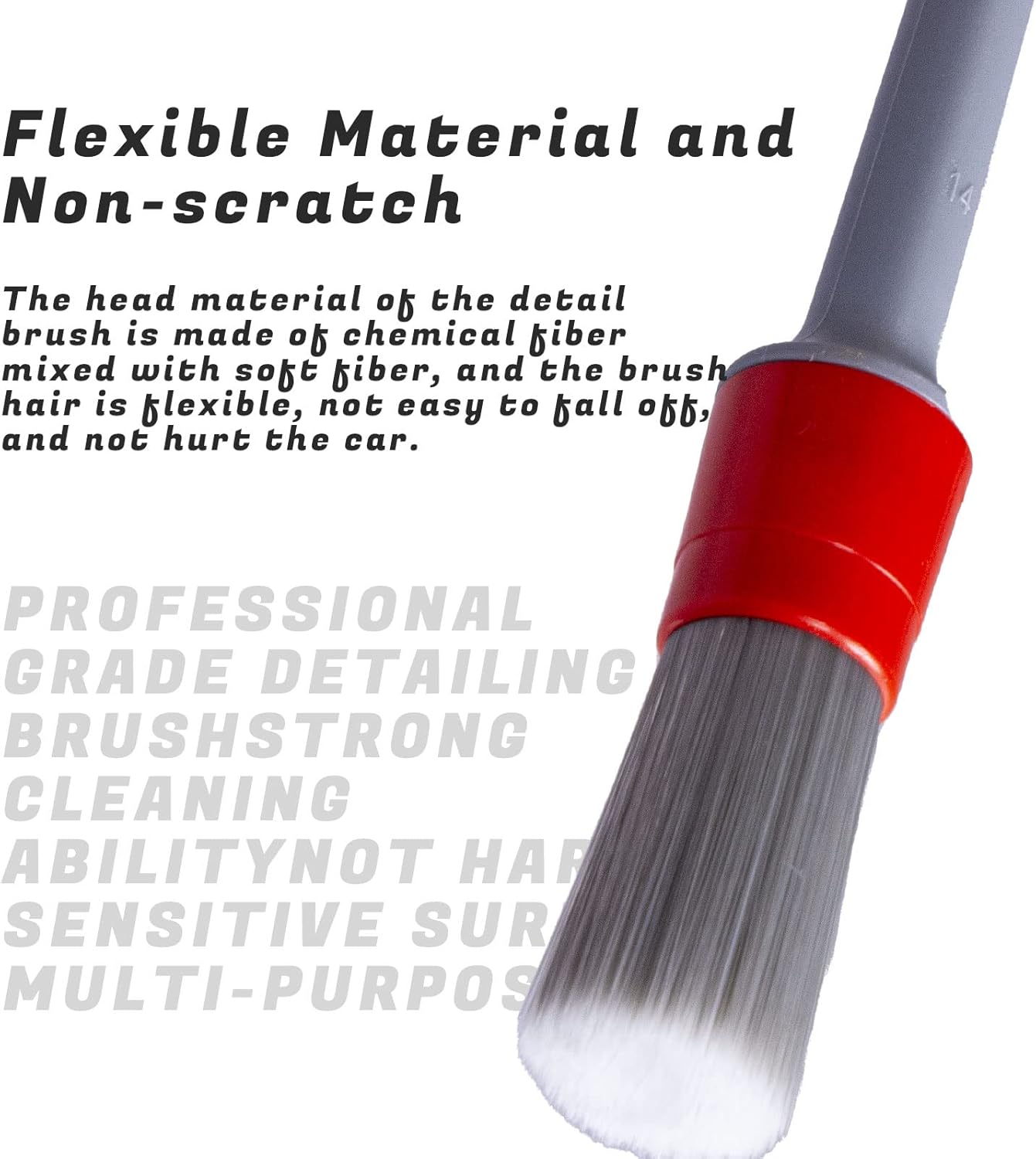 Detailing Brush Set -5 Different Sizes Premium Natural Boar Hair Mixed Fiber Plastic Handle Automotive Detail Brushes for Cleaning Wheels, Engine, Interior, Air Vents, Car, Motorcy