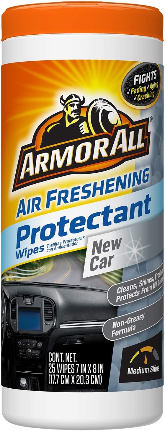 Armor All Car Interior Cleaner Wipes , Car Cleaning Wipes with Orange Cleans Dirt and Dust in Cars, Trucks and Motorcycles, 25 Count