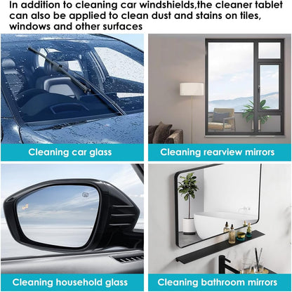 100 PCS-Car Windshield Washer Tablets, Glass Cleaner, Concentrated Effervescent Tablets, Solid Windshield Effervescent Wiper Tablet for Car Cleaning(individual packaging)