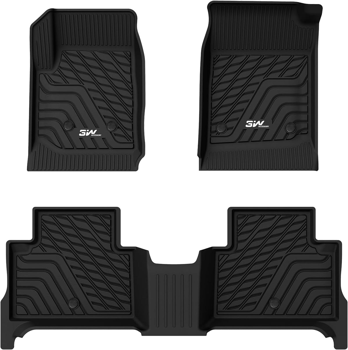 3W Floor Mats & Cargo Liner Fit for 2021 2022 2023 2024 2025 2026 Chevy Tahoe/GMC Yukon/Cadillac Escalade 7 Seat, TPE All Weather Custom Fit Car Accessories Heavy Duty Rubber Full Set Trunk Mats - Colors B