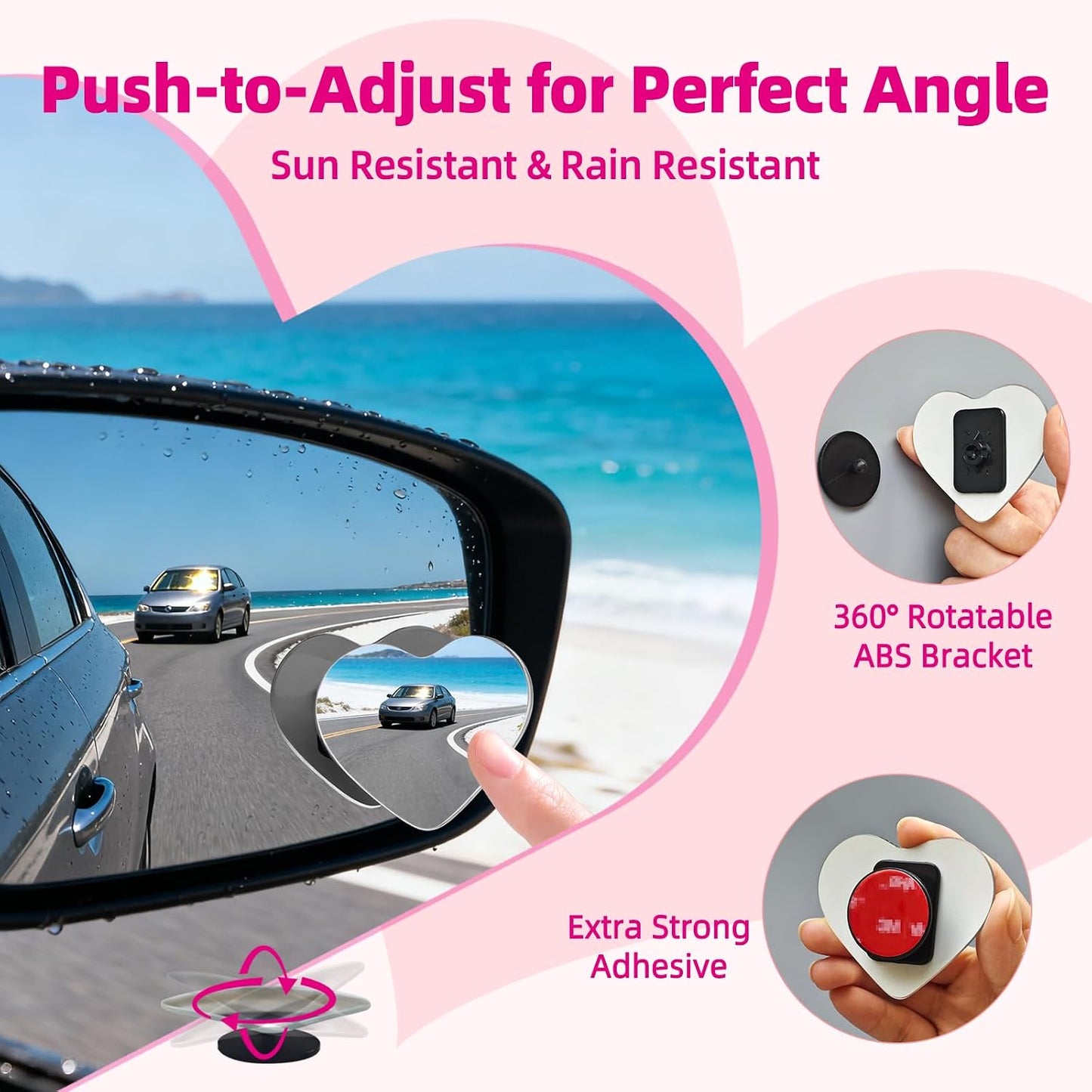 Blind Spot Mirror for Car (2 Pack) - HD Frameless Wide-Angle Convex Mirror for Side View Mirrors Blindspot - 2 Inch Round Self Adhesive Angle Adjustable Blind Spot Mirrors for Car, SUV, Trucks